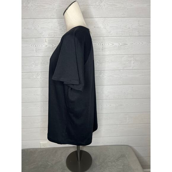 Kate Quinn black boxy tunic Top with short raglan sleeves Size XL NWT - Picture 3 of 6